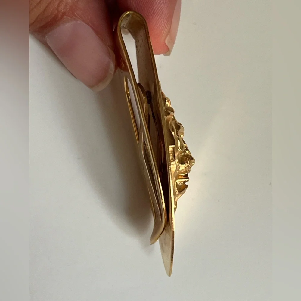 Vintage Gold Tone Lion Money Clip